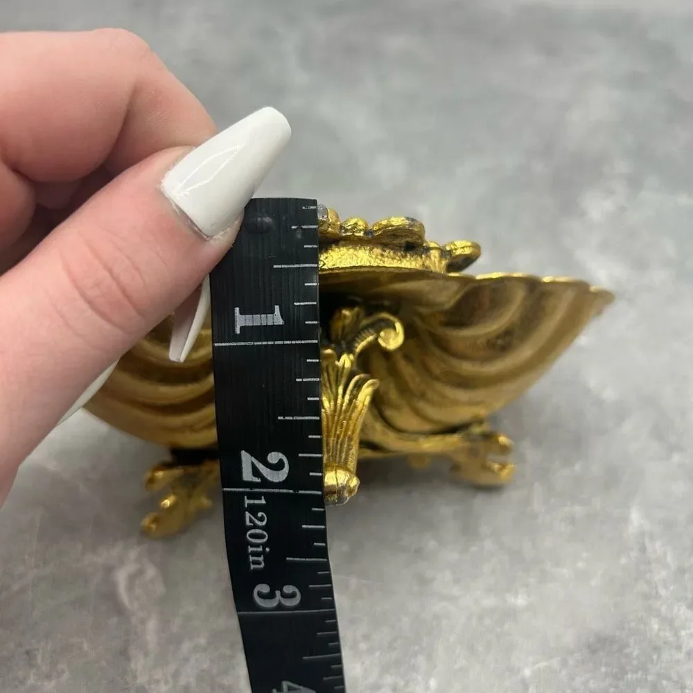 Vintage Matson Stylebuilt Gold Gilt Footed Shell Bathroom Vanity Soap Trinket Di